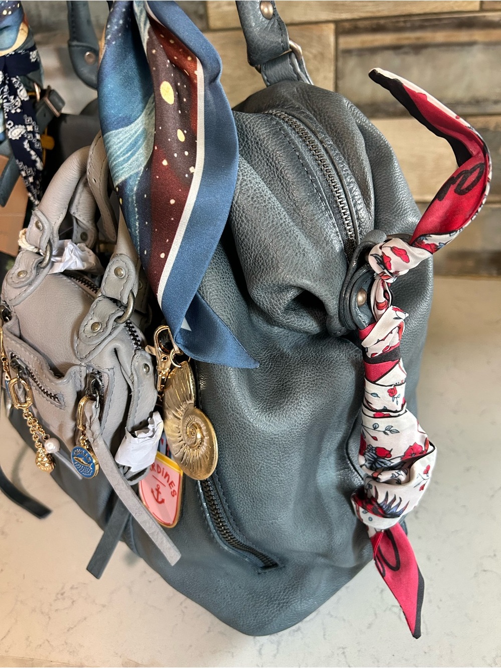 Stormy Seas We The Free Emerson Tote W/ Micro Emerson, Charms, & Scarves - Picture 6 of 16